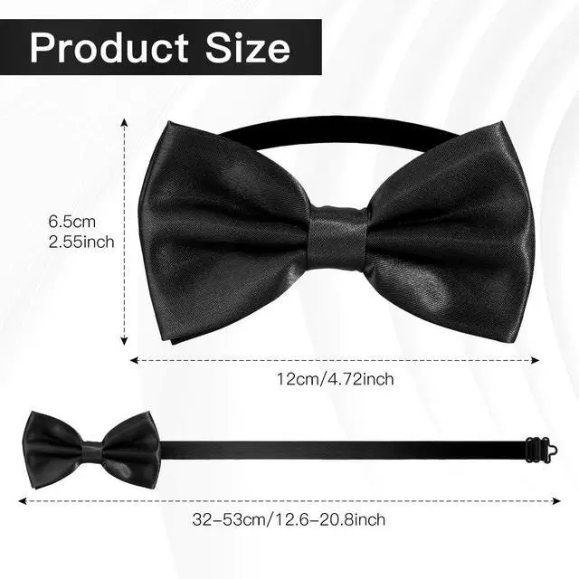 Alt view image 4 of 7 - Men's Black Clip-On Tuxedo Bow Tie