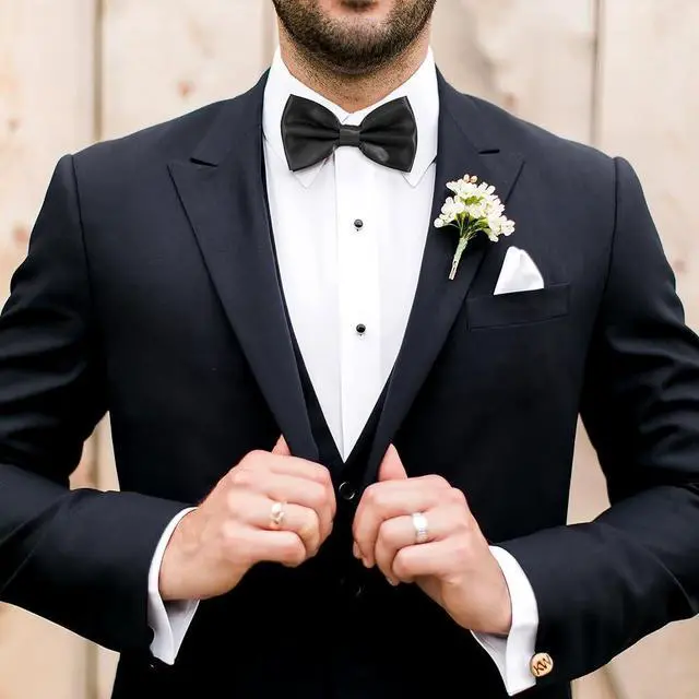 Alt view image 7 of 7 - Men's Black Clip-On Tuxedo Bow Tie