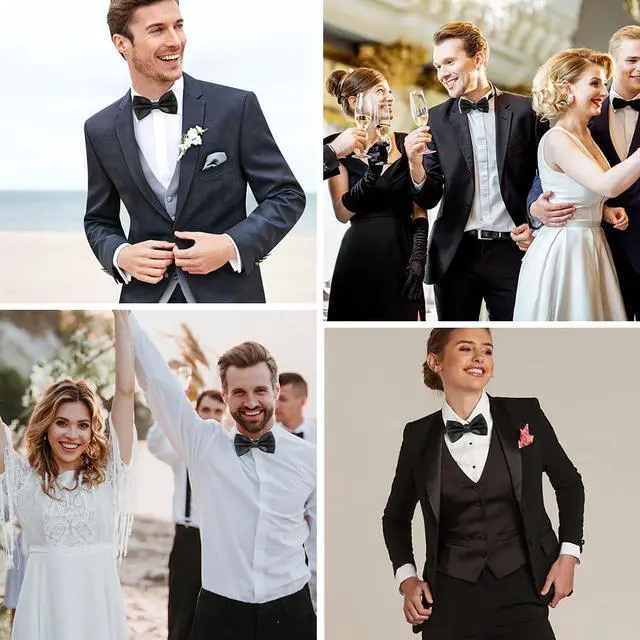 Alt view image 6 of 7 - Men's Black Clip-On Tuxedo Bow Tie