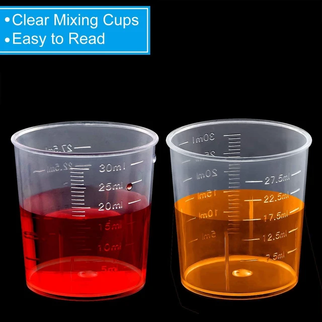 Alt view image 5 of 7 - 30ml Plastic Clear Measuring Cups, 5-Pack, 1oz - Transparent Graduated Beakers for Kitchen Baking Lab