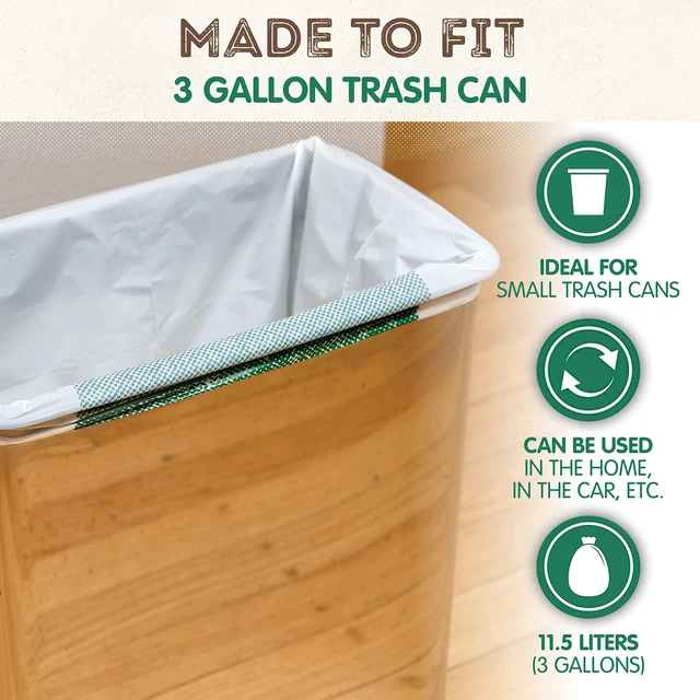 Alt view image 3 of 6 - KC's 3-Gallon Compostable Trash Bags with Drawstring, 100 Count, Bathroom Bedroom Office Food Scraps, Certified ASTM D6400 & OK Compost HOME