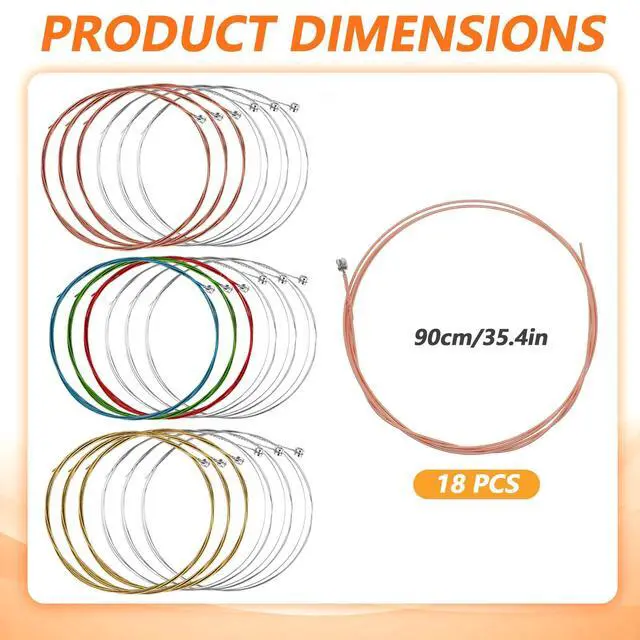 Alt view image 2 of 7 - 3 Sets Acoustic Guitar Strings 6 String Classical Bronze with Small Ball Ends Steel Brass Color