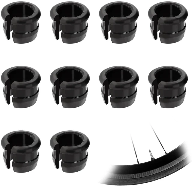 Main image of 10 Pack Wheels Manufacturing Presta Valve Saver Rim Adapters, Presta Valve Adaptor, Bike Valve Stem Grommets
