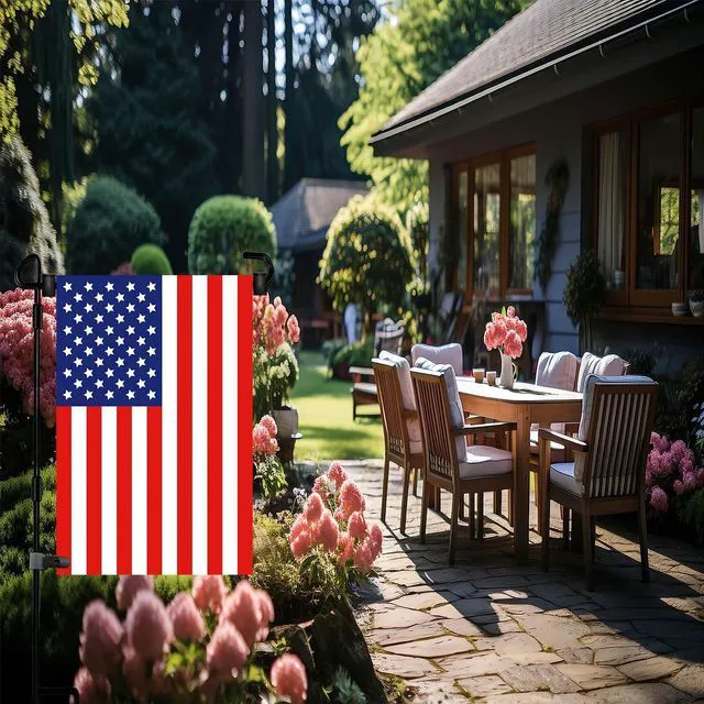 Alt view image 2 of 7 - Garden Flag Pole Stand Holder with Flag Stopper and Clip, Waterproof Powder-Coated Paint for Outdoor Garden Flags