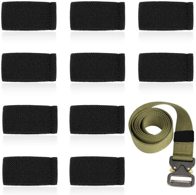Main image of Bewudy 10 Pack Elastic Belt Keeper Strap, Nylon Canvas Web Belt Loop for 1.5" Wide Belts