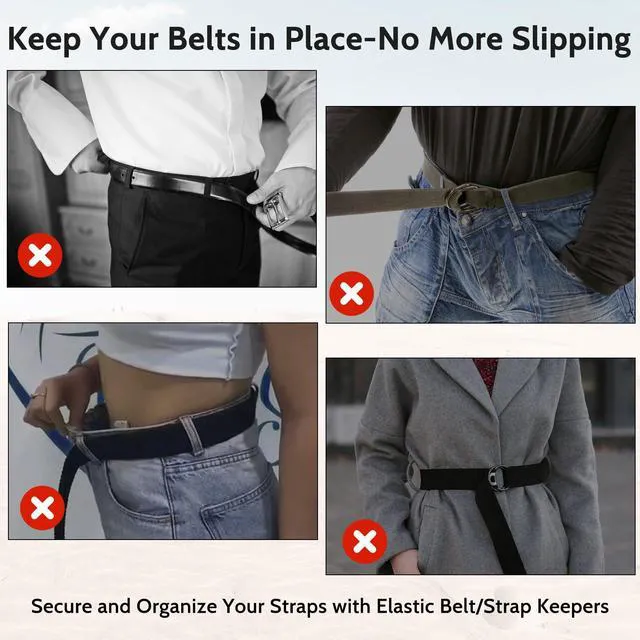 Alt view image 7 of 7 - Bewudy 10 Pack Elastic Belt Keeper Strap, Nylon Canvas Web Belt Loop for 1.5" Wide Belts