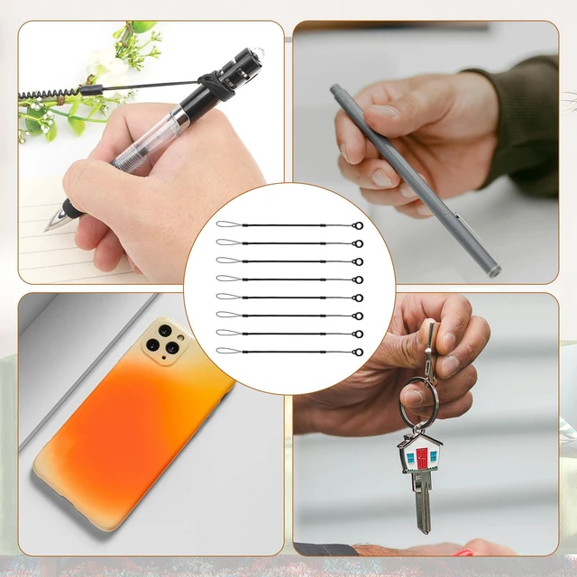 Alt view image 5 of 7 - BOXOB 8 Pack 9.8 Inch Retractable Spring Coil Stylus Lanyard, Anti-Lose Pen Leash for Tablet Touchscreen, Black