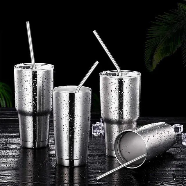 Alt view image 4 of 6 - Set of 4 Reusable Stainless Steel Straws, 10.5" Long, with Cleaning Brushes and Case, for 30 oz and 20 oz Tumblers