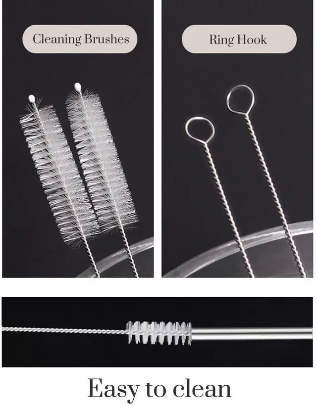 Alt view image 3 of 6 - Set of 4 Reusable Stainless Steel Straws, 10.5" Long, with Cleaning Brushes and Case, for 30 oz and 20 oz Tumblers