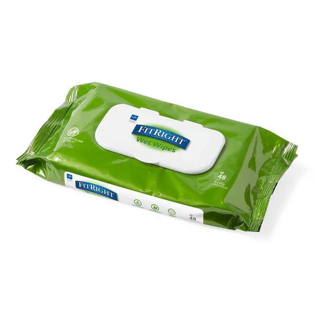 Alt view image 5 of 6 - Medline FitRight Aloe Personal Cleansing Cloth Wipes, Scented, 8 x 10 Inch, Pack of 48, Adult Large Incontinence Wipes