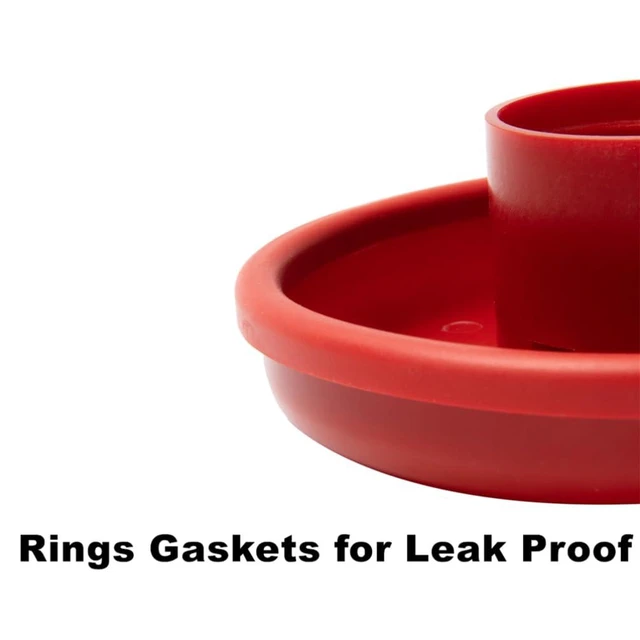 Alt view image 3 of 6 - Hummingbird Feeder Accessories Set Replacement Plastic Base and Seal Ring, Red
