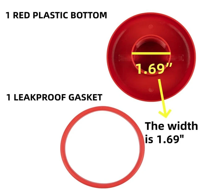 Alt view image 5 of 6 - Hummingbird Feeder Accessories Set Replacement Plastic Base and Seal Ring, Red