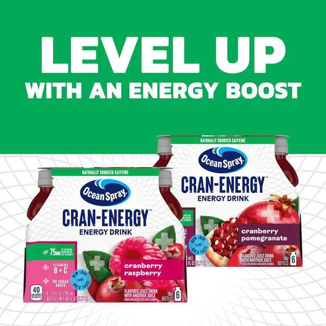 Alt view image 6 of 6 - Ocean Spray Cran-Energy Cranberry Raspberry Juice Drinks, 10Fl Oz Bottles, 6 Count (Pack of 1)