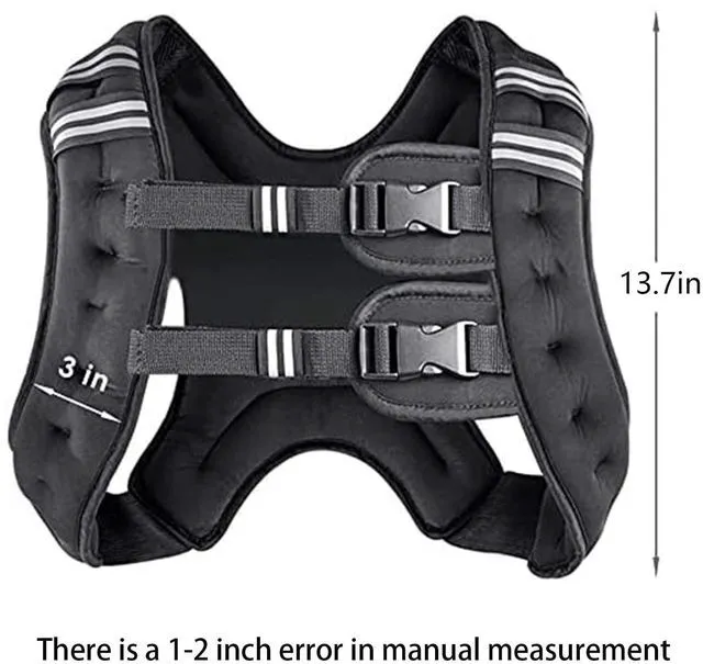 Alt view image 3 of 6 - Prodigen Weighted Vest 8, 12, 16, 20, 25, 30 Lbs with Reflective Stripe and Double Adjustable Buckle Straps for Strength Training, Jogging, Cardio, Weight Loss