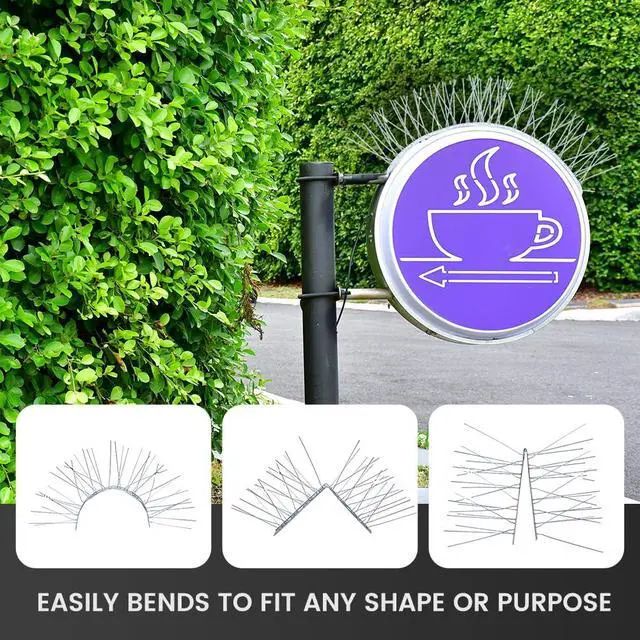 Alt view image 3 of 7 - Ley's Stainless Steel Bird Spikes 3.2FT (3 Pack) Easy Install Metal Deterrent Strip, Humane Pigeon & Small Bird Repellent for Roof, Fence, Balcony & Outdoor Protection