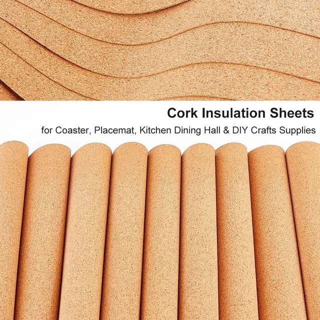 Alt view image 5 of 5 - OLYCRAFT 10 Sheets 1mm Thick 12x6.1 Inch Brown Rectangle Cork Sheets for DIY Crafts Coasters Placemats
