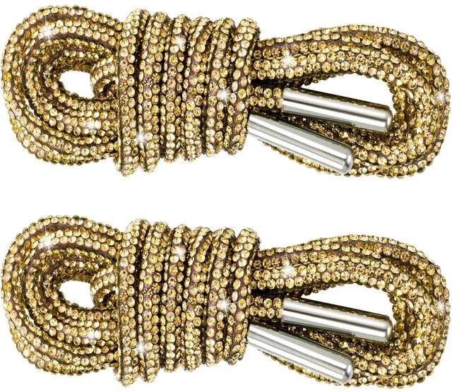 Main image of PAGOW 1 Pair 47.2in(120cm) Glitter Rhinestone Rope, Bling Crystal Round Shoe Laces, Shiny Drawstring Cords for Sneakers