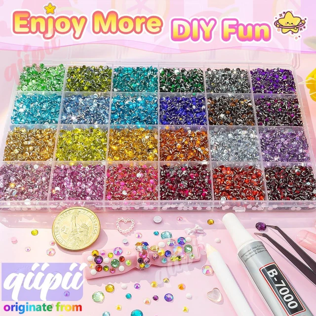 Alt view image 2 of 7 - Qiipii 24 Color 13800pcs 3mm Crystal Resin Rhinestones, Flatback Stones for Nails, Eyes, Face, DIY Crafts, Tumblers, Bottles, Clothes, Shoes, Phones