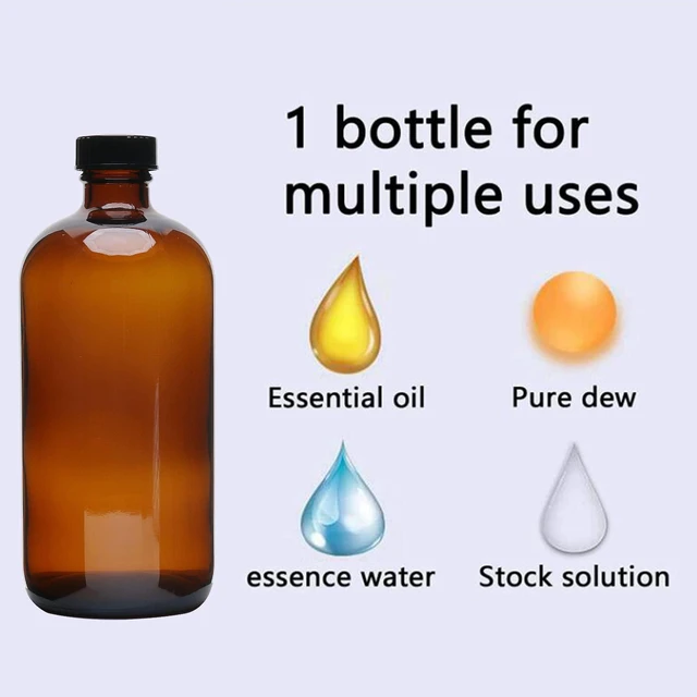 Alt view image 3 of 7 - 2pcs 16oz Amber Glass Boston Round Bottles with Air Tight Seal Phenolic Poly Cone Caps for Secondary Fermentation, Condiments, Homemade Essential Oils, Plants, Kitchen