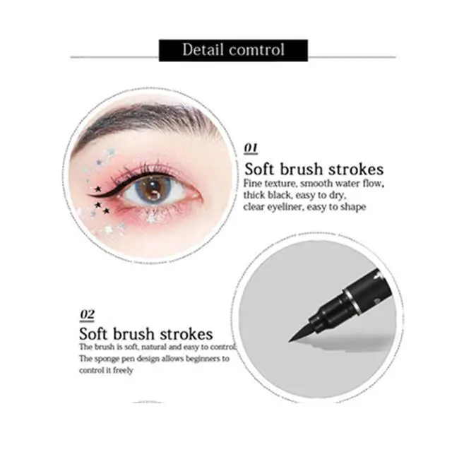 Alt view image 4 of 7 - 5Pcs Double-headed Liquid Eyeliner Stamp Pencil Set, Winged Eyeliner Pen, Long-lasting Black Tattoo Eyeliner (Heart/Flower/Star/Butterfly/Cone Shapes) for Women