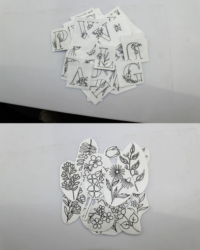 Alt view image 3 of 6 - 102pcs Water Soluble Hand Sewing Stabilizers, Embroidery Stick and Stitch Wash Away Paper, Flower & Letter Patterns for Hand Sewing Beginners