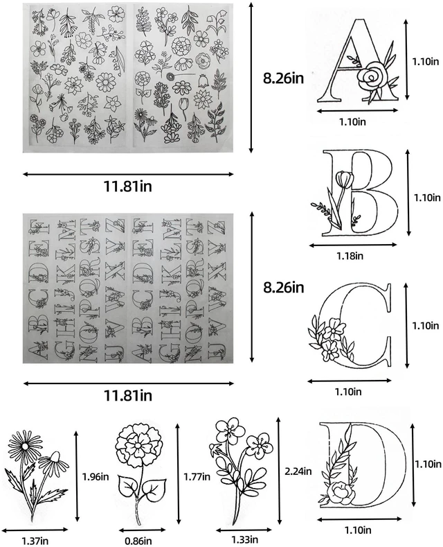 Alt view image 6 of 6 - 102pcs Water Soluble Hand Sewing Stabilizers, Embroidery Stick and Stitch Wash Away Paper, Flower & Letter Patterns for Hand Sewing Beginners