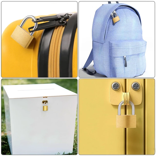 Alt view image 5 of 7 - 2 Pcs Solid Brass Locks with Keys, 20mm + 25mm Mini Key Locks for Luggage Backpack Gym Locker Jewelry Box