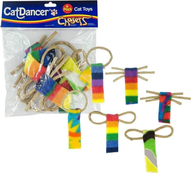 Main image of Cat Dancer Products Cat Chaser with Colorful Fleece Interactive Toy for Exercise, Pack of 6, 4 x 1.5 x 1 Inches