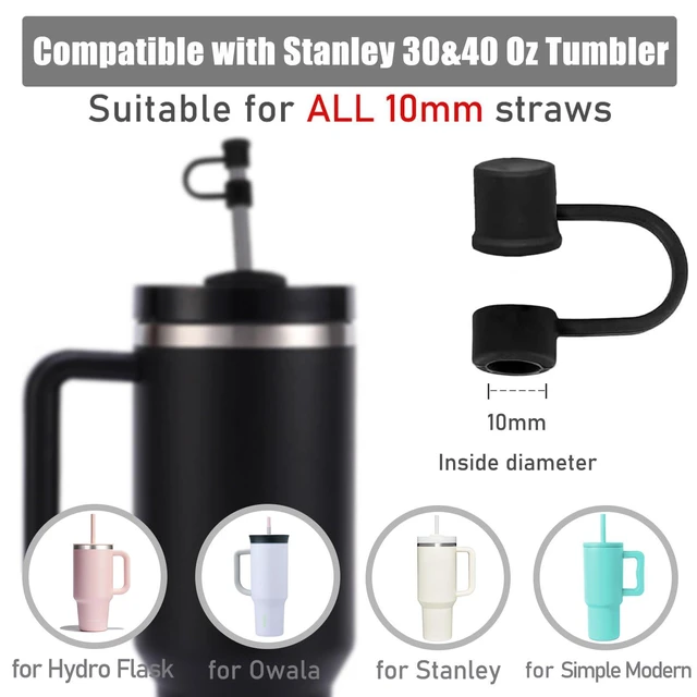 Alt view image 2 of 7 - 6PCS Silicone Straw Covers for Stanley Cup 30-40 oz Tumbler with Handle, 10mm Straw Toppers, Dust-Proof Reusable (Black)