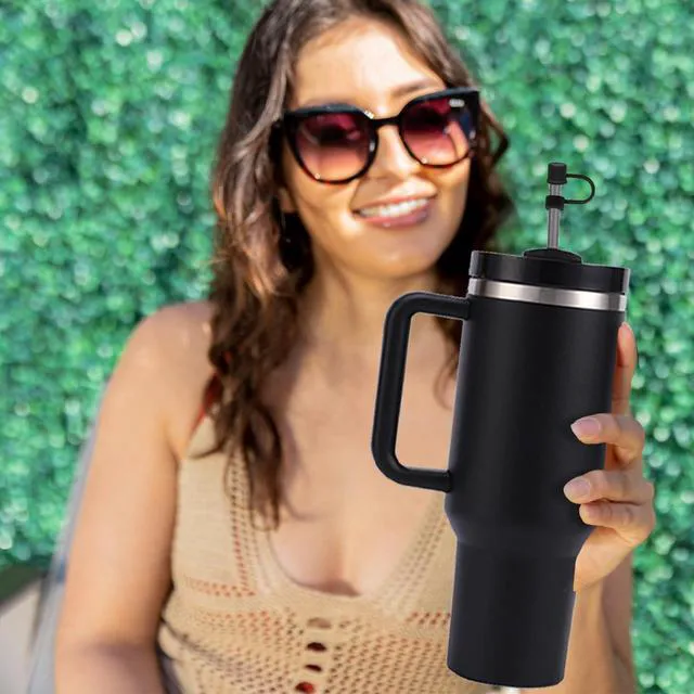 Alt view image 3 of 7 - 6PCS Silicone Straw Covers for Stanley Cup 30-40 oz Tumbler with Handle, 10mm Straw Toppers, Dust-Proof Reusable (Black)