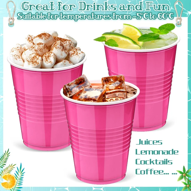 Alt view image 4 of 6 - Kochorie 50 Pack Hot Pink Disposable Plastic Cups 12 oz Drinking Cups for Wedding Birthday Graduation Christmas Parties Picnics Events