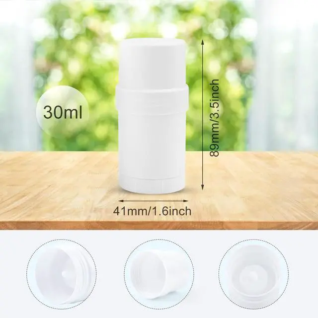 Alt view image 4 of 6 - 6 Pcs 30ml/1oz Empty Twist-Up Stick Tube Deodorant Containers, Round, for Lotion Bar, Chapstick and Homemade Lipstick - White