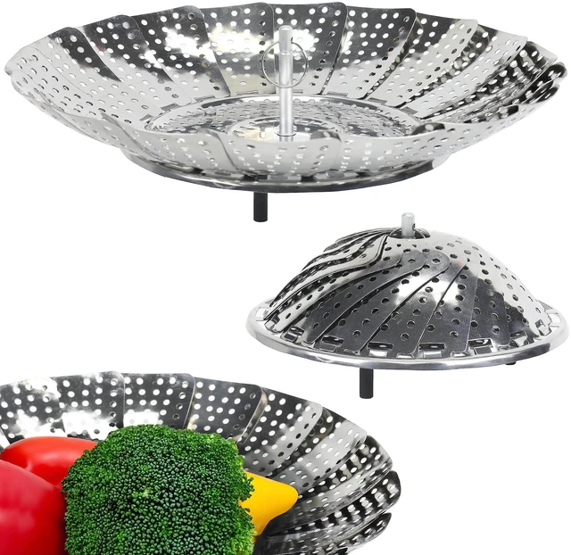 Main image of Chef Craft Classic Steamer Basket, 6in Diameter 9.5in Expanded, Stainless Steel