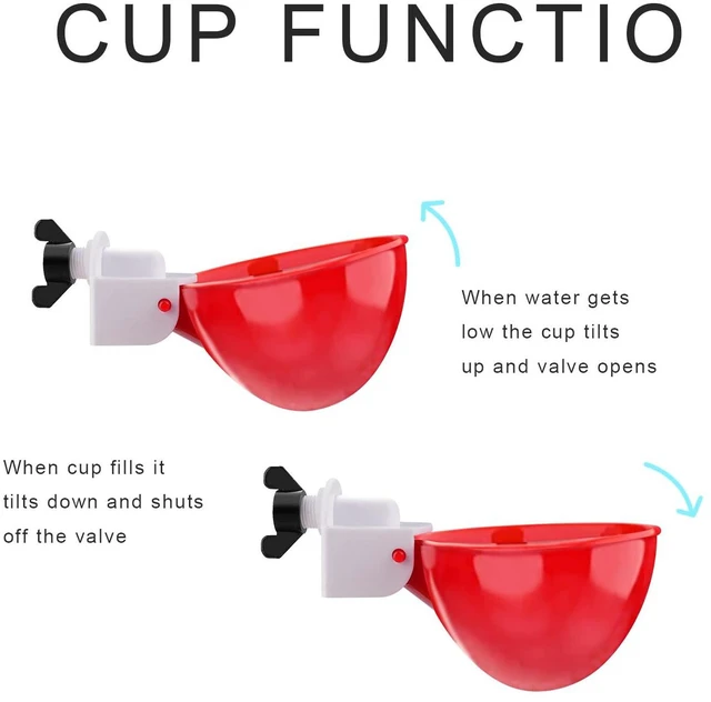 Alt view image 6 of 6 - Automatic Chicken Waterer Cups, 6-Pack, Large, with Tee Fittings and Mounting Hole Opener, for Chicken, Duck, Goose, Turkey