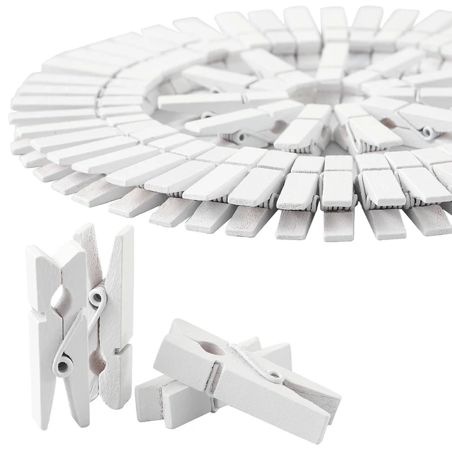 Alt view image 5 of 5 - HSTECH 100 Pcs White Mini Natural Wooden Clothespins and 82 Ft Jute Twine, 1.38in Craft Photo Clips for Home School Arts Crafts Decor Weddings