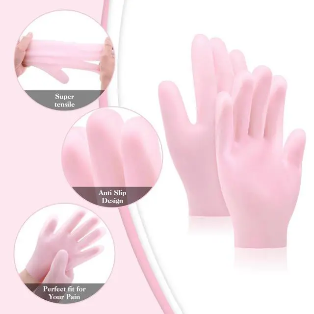 Alt view image 7 of 7 - Sibba 2 Pairs Silicone Moisturizing Gel Gloves for Hand Care, Anti Slip Aloe Lotion, Repair Dry Hands, Calluses, Cracked Heels, Soften Rough Skin