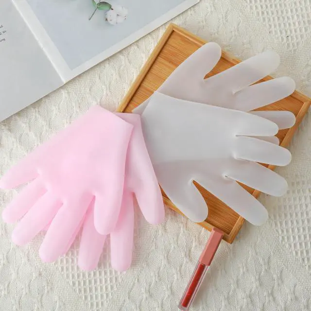 Alt view image 5 of 7 - Sibba 2 Pairs Silicone Moisturizing Gel Gloves for Hand Care, Anti Slip Aloe Lotion, Repair Dry Hands, Calluses, Cracked Heels, Soften Rough Skin