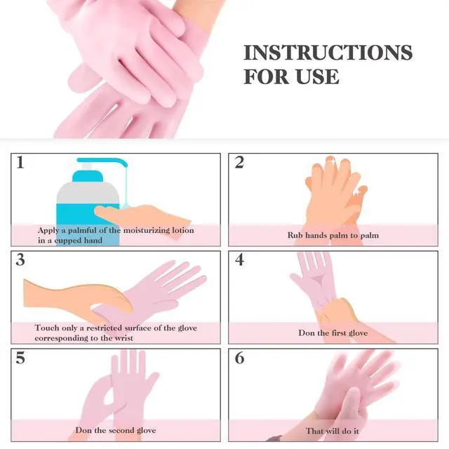 Alt view image 4 of 7 - Sibba 2 Pairs Silicone Moisturizing Gel Gloves for Hand Care, Anti Slip Aloe Lotion, Repair Dry Hands, Calluses, Cracked Heels, Soften Rough Skin