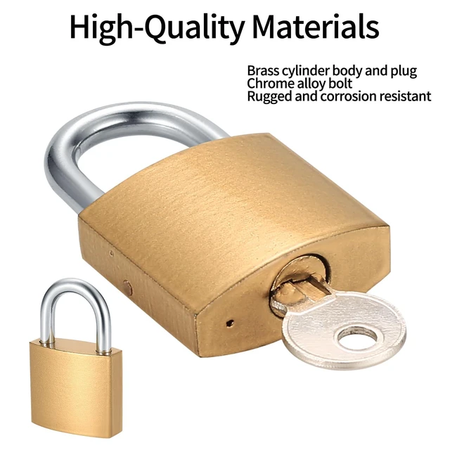 Alt view image 5 of 7 - 4 Pcs Small Keyed Solid Brass Padlocks with Same Keys for Toolbox, Sheds, Storage Unit, Gym, Fence