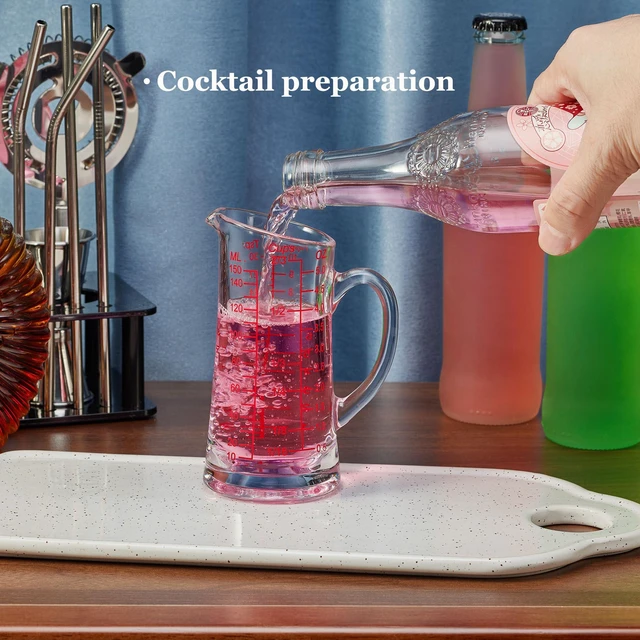 Alt view image 2 of 6 - Ackers Glass Shot Glass Measuring Cup 5oz/150mL with V-Spout and Insulated Handle