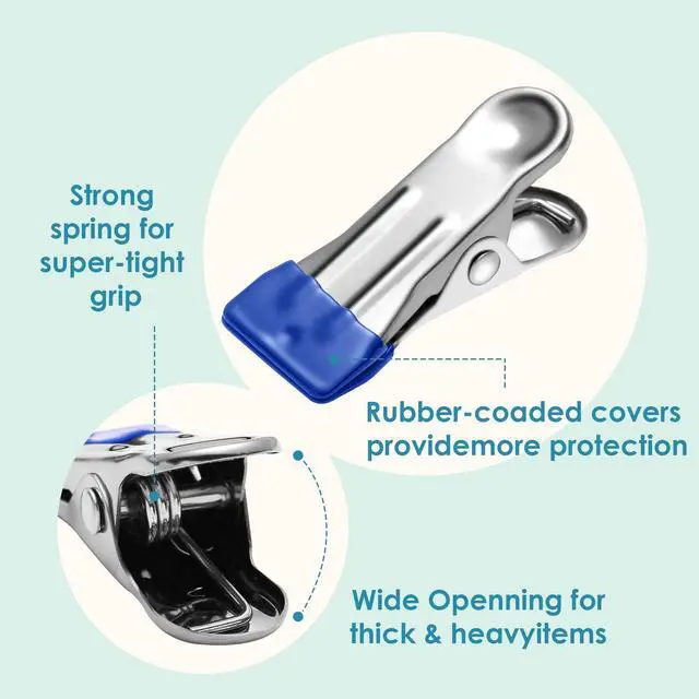 Alt view image 4 of 7 - 36 Pack Heavy Duty Stainless Steel Clothes Pins & Chip Clips, 2.17-Inch, Multipurpose for Laundry, Towel, Photo, Food, Clothesline, Travel, Home Use