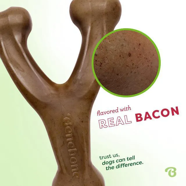 Alt view image 3 of 6 - Benebone Wishbone Dog Chew Toy Medium Real Bacon for Aggressive Chewers