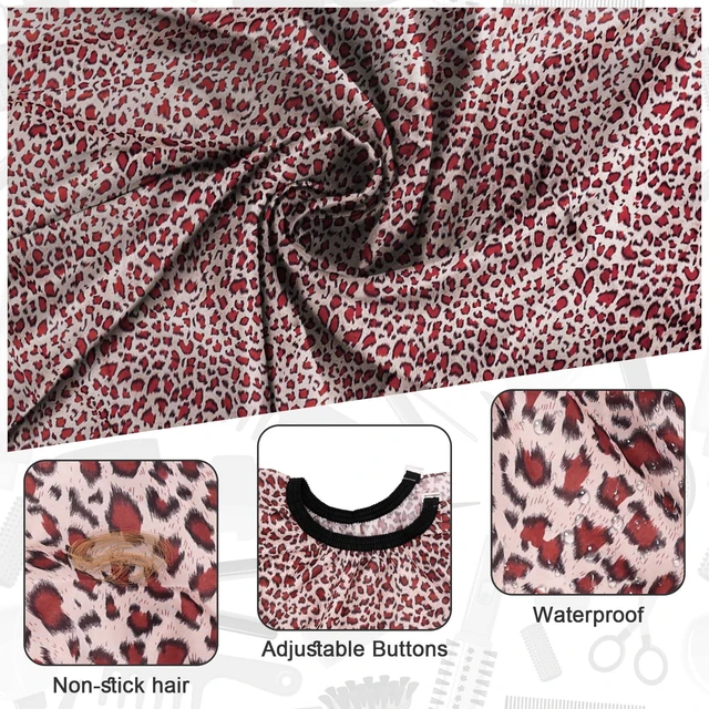 Alt view image 6 of 7 - NICEMOVIC Barber Cape with Neck Duster Brush and Barber Brush, Professional Salon Haircut Styling Accessories, Leopard Print