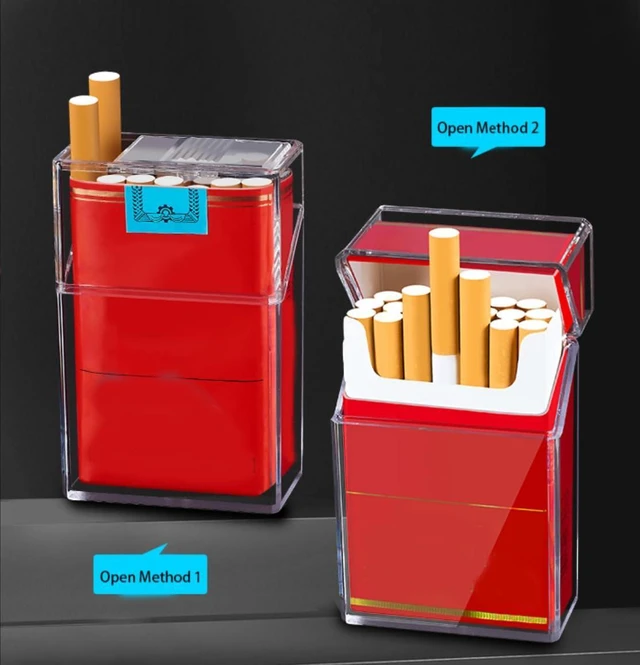 Alt view image 3 of 4 - 2 Pack Acrylic Transparent Cigarette Case, King Size 85mm, 20 Capacity, Portable Display Box for Men Women Home Office, Clear