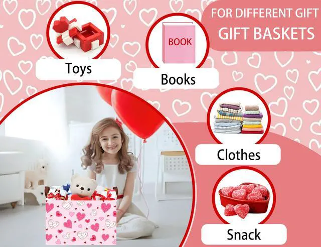 Alt view image 3 of 7 - Large Heart Shaped Storage Bin Collapsible Organizer Valentine's Day Basket Pink Bottom Lines White Love Room Decor