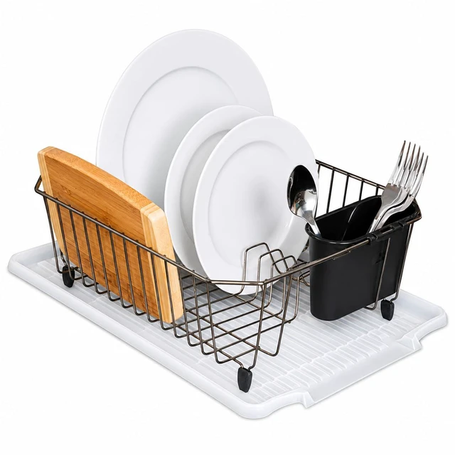 Alt view image 5 of 5 - Large Clear Plastic Dish Drying Drain Board, Kitchen Sink Dish Drainer Tray for Countertop, Plates, Utensils and Kitchen Organization