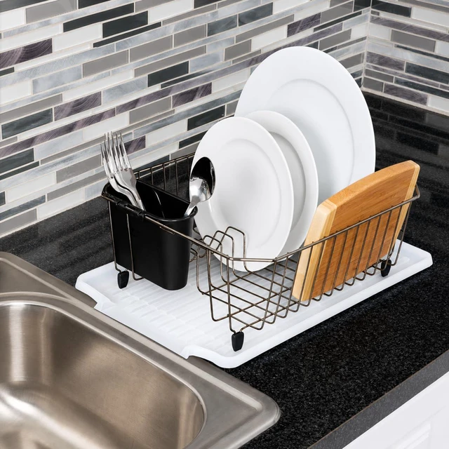 Alt view image 2 of 5 - Large Clear Plastic Dish Drying Drain Board, Kitchen Sink Dish Drainer Tray for Countertop, Plates, Utensils and Kitchen Organization