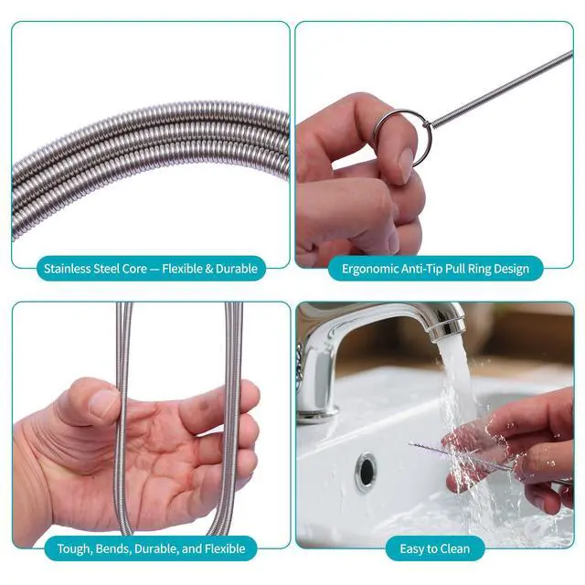 Alt view image 6 of 7 - 2-Pack 64-Inch Flexible Sunroof Drain Cleaning Brush, Tube Cleaner for Dishwasher Drain Hose, Bathroom