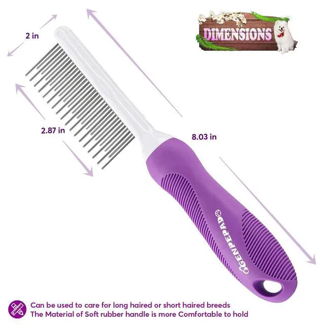 Alt view image 5 of 7 - GENPEPADO Detangling Pet Comb for Dogs and Cats with Matted Hair, Long & Short Stainless Steel Fine Teeth for Removing Mats, Tangles, Knots & Loose Fur from Undercoat
