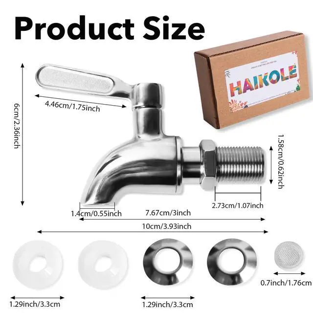 Alt view image 3 of 7 - Stainless Steel Food Grade Beverage Dispenser Spigot Replacement Parts, Silver 1PCS